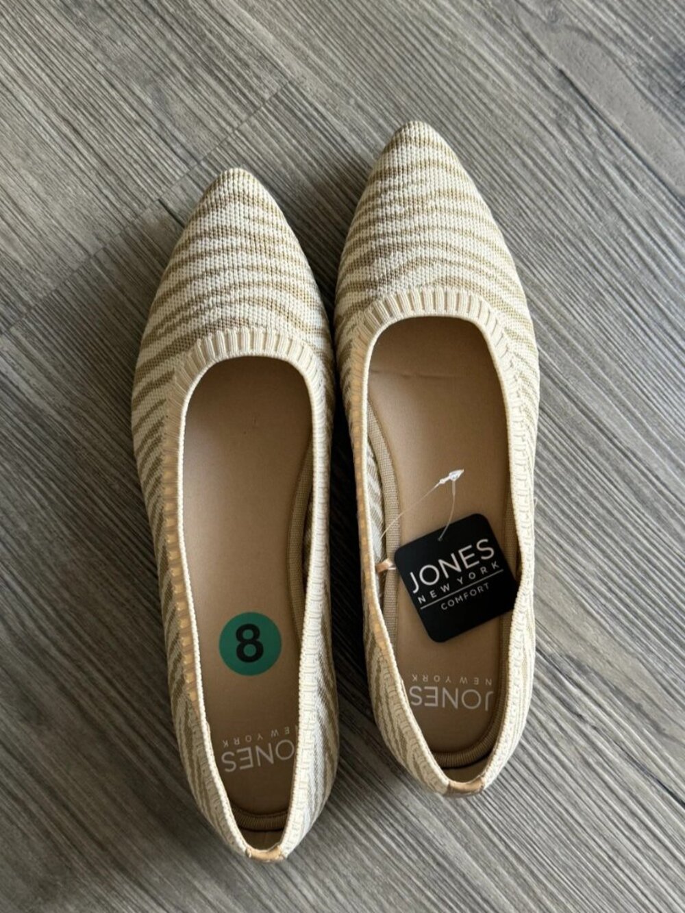 Jones New York Comfort Beige Zebra Print Pointed Toe Knit Flats Shoes 8 NWT - Picture 7 of 12